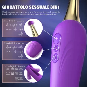 Vibratore con 7 vibrazioni e 10 modalità di tocco