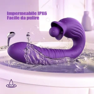 Vibratore clitorideo punto G 2 in 1 impermeabile viola