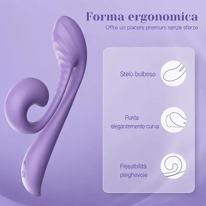 Vibratore curvo a doppia stimolazione – Stimolatore testurizzato per punto G e clitoride - immagine 2