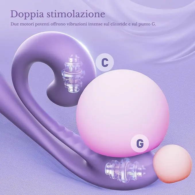 Vibratore curvo a doppia stimolazione – Stimolatore testurizzato per punto G e clitoride - immagine 3