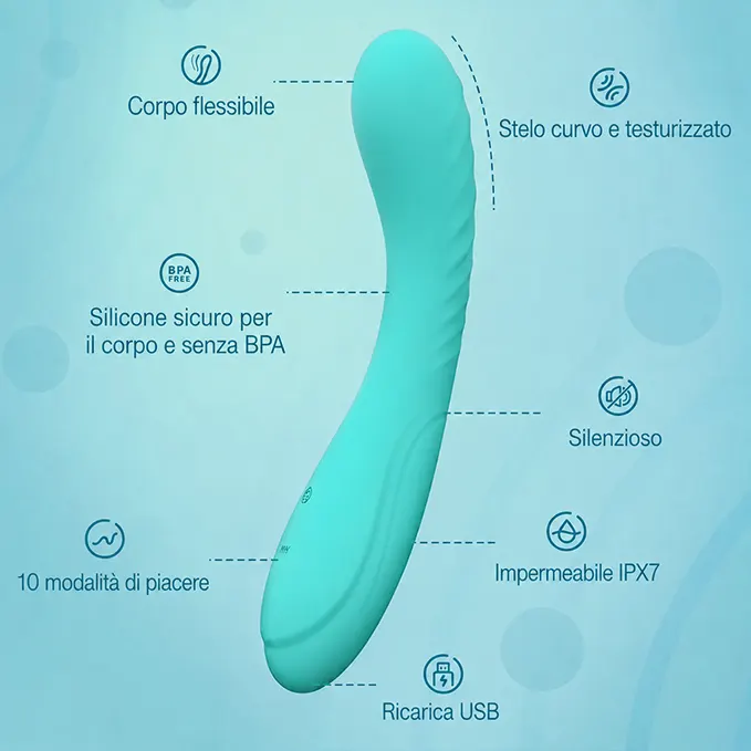 Vibratore curvo in silicone – Stimolatore ergonomico testurizzato per un piacere mirato - immagine 2